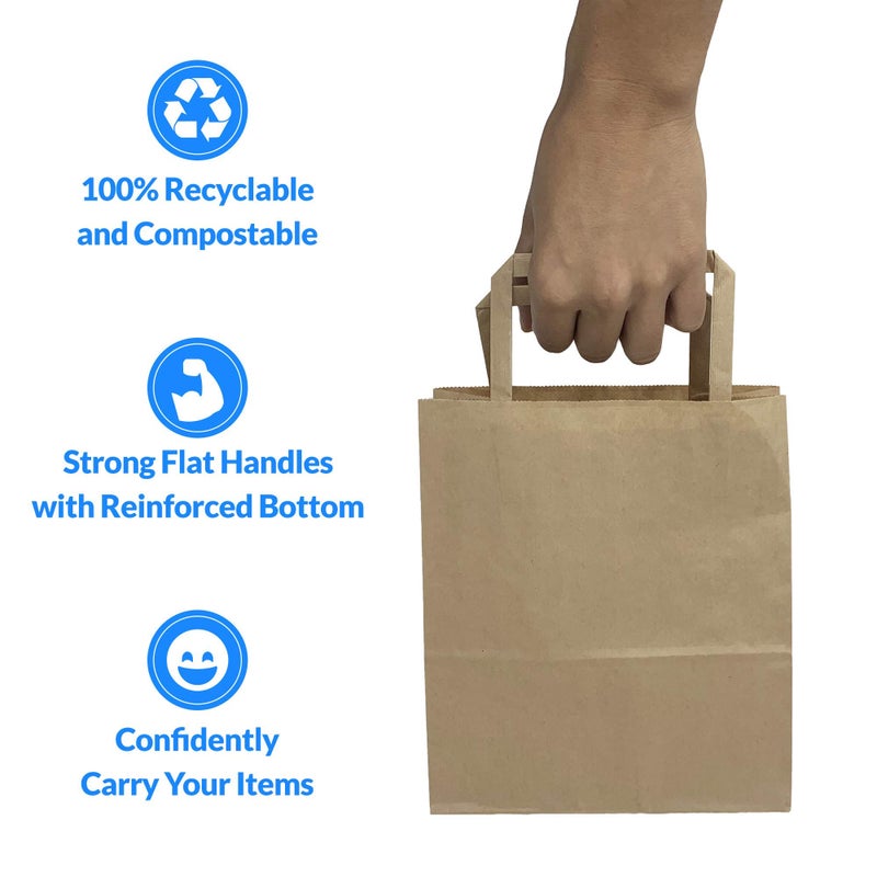 Reli. 100 Pack | 7"x3.15"x8" | Small Brown Paper Bags w/Handles | Kraft Paper Shopping, Brown Kraft Bag for Retail, Merchandise, To Go, Parties - Image 5
